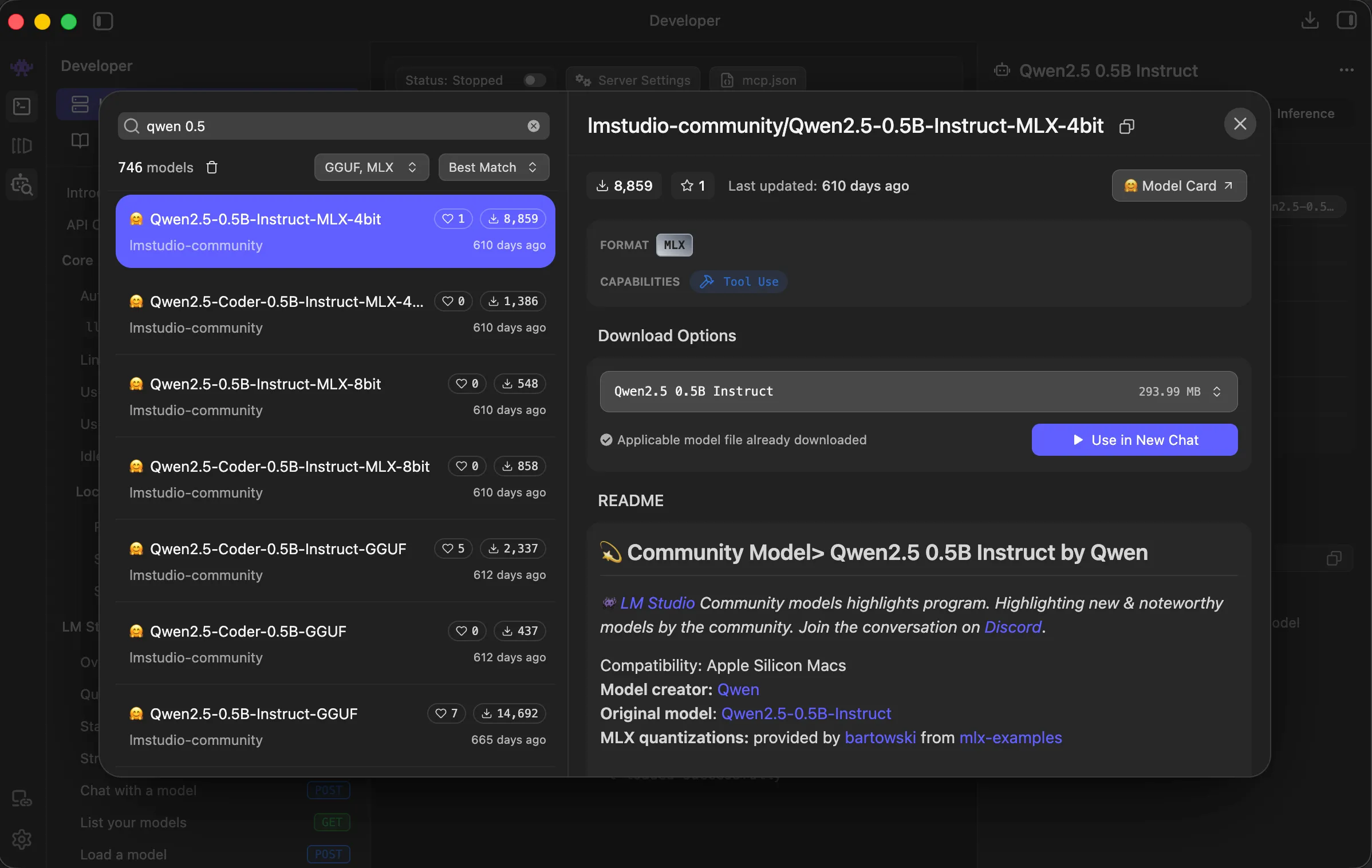 Finding a model in LM Studio's search